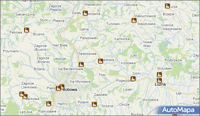 mapa Siedliska gmina Bobowa, Siedliska gmina Bobowa na mapie Targeo