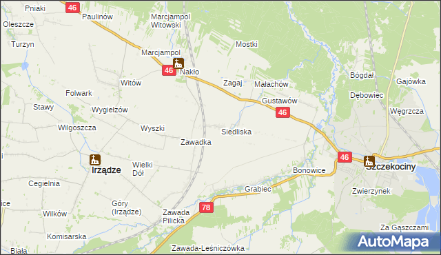 mapa Siedliska gmina Szczekociny, Siedliska gmina Szczekociny na mapie Targeo