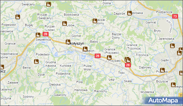 mapa Siedliska Sławęcińskie, Siedliska Sławęcińskie na mapie Targeo