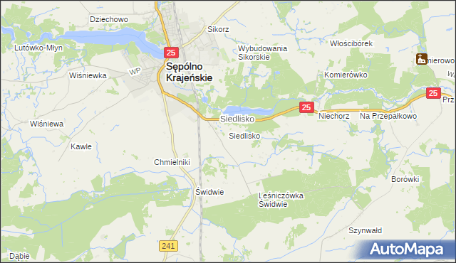 mapa Siedlisko gmina Sępólno Krajeńskie, Siedlisko gmina Sępólno Krajeńskie na mapie Targeo
