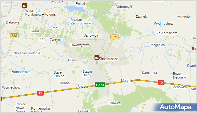 mapa Siedliszcze powiat chełmski, Siedliszcze powiat chełmski na mapie Targeo