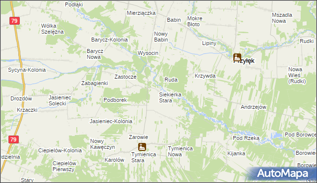 mapa Siekierka Stara, Siekierka Stara na mapie Targeo