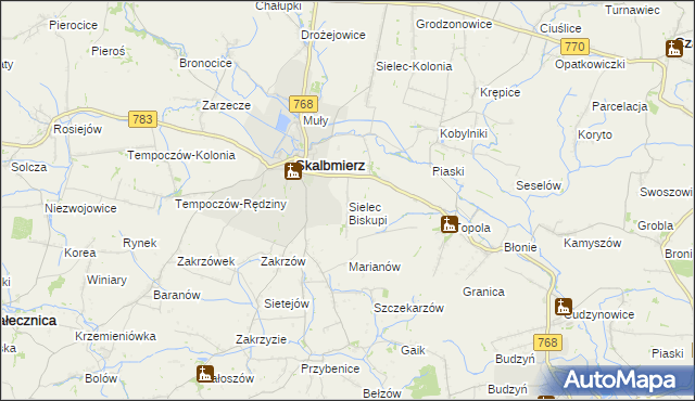 mapa Sielec Biskupi, Sielec Biskupi na mapie Targeo