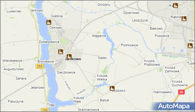 mapa Sielec gmina Janikowo, Sielec gmina Janikowo na mapie Targeo