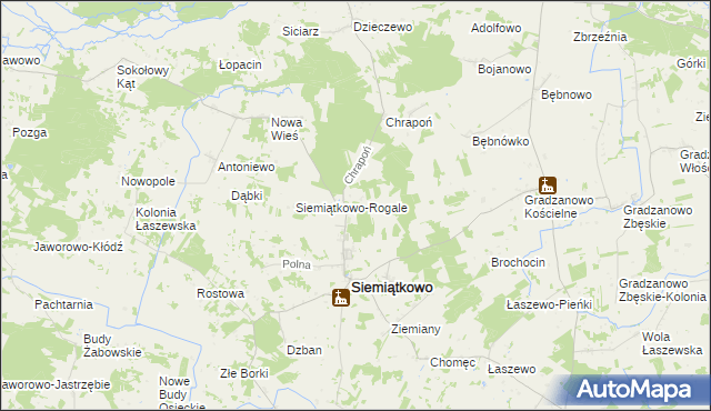 mapa Siemiątkowo-Kosmy, Siemiątkowo-Kosmy na mapie Targeo