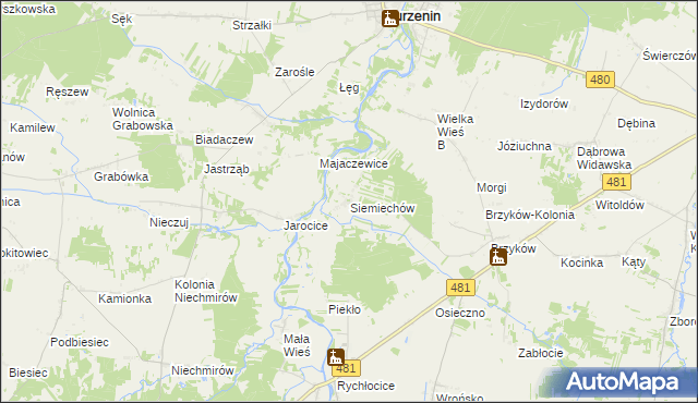 mapa Siemiechów gmina Widawa, Siemiechów gmina Widawa na mapie Targeo