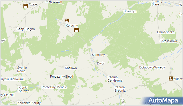 mapa Siemiony gmina Grodzisk, Siemiony gmina Grodzisk na mapie Targeo