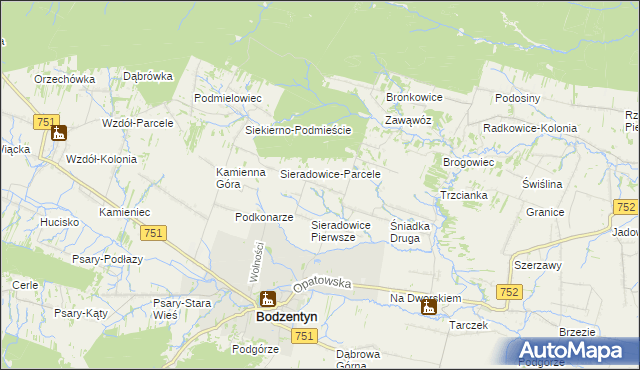 mapa Sieradowice Drugie, Sieradowice Drugie na mapie Targeo