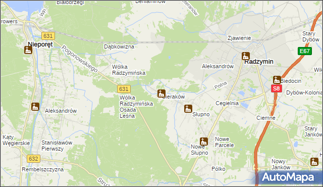 mapa Sieraków gmina Radzymin, Sieraków gmina Radzymin na mapie Targeo
