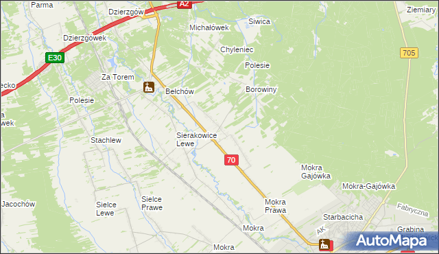 mapa Sierakowice Prawe, Sierakowice Prawe na mapie Targeo