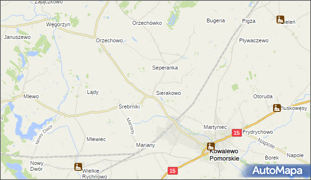 mapa Sierakowo gmina Kowalewo Pomorskie, Sierakowo gmina Kowalewo Pomorskie na mapie Targeo