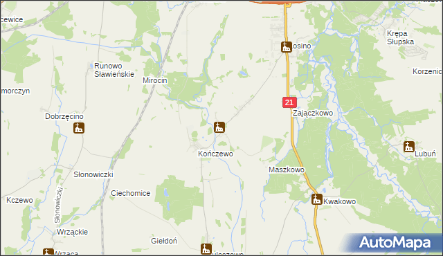 mapa Sierakowo Słupskie, Sierakowo Słupskie na mapie Targeo