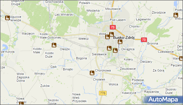 mapa Siesławice, Siesławice na mapie Targeo