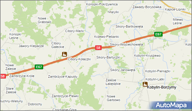 mapa Sikory-Bartyczki, Sikory-Bartyczki na mapie Targeo