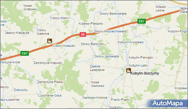 mapa Sikory-Janowięta, Sikory-Janowięta na mapie Targeo