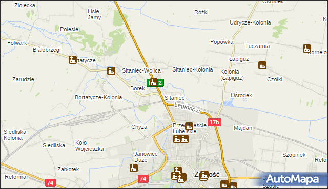 mapa Sitaniec, Sitaniec na mapie Targeo