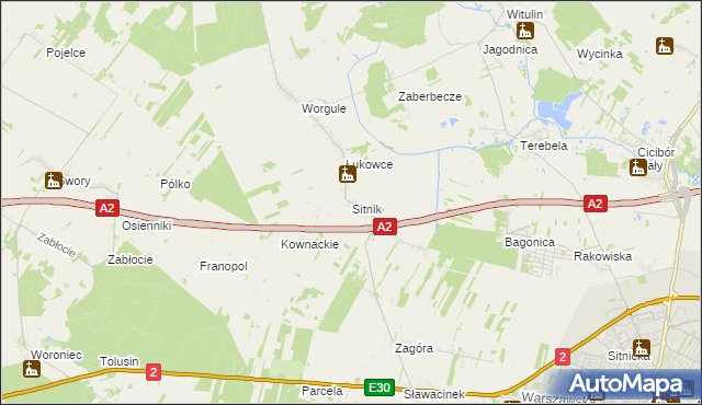 mapa Sitnik gmina Biała Podlaska, Sitnik gmina Biała Podlaska na mapie Targeo