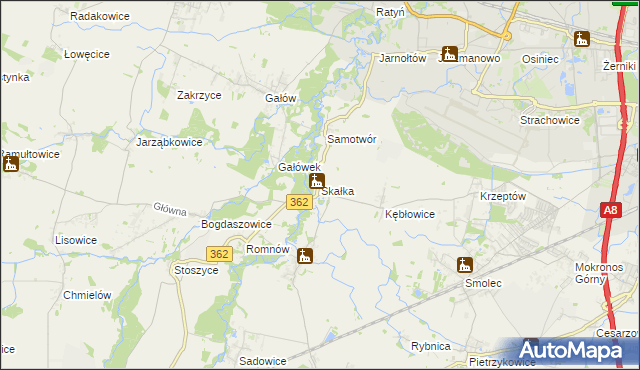 mapa Skałka gmina Kąty Wrocławskie, Skałka gmina Kąty Wrocławskie na mapie Targeo