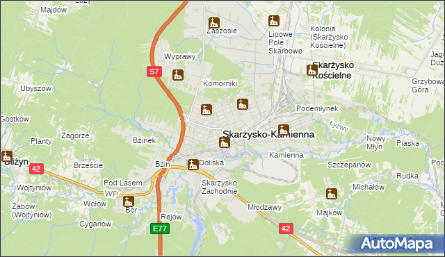 mapa Skarżysko-Kamienna, Skarżysko-Kamienna na mapie Targeo