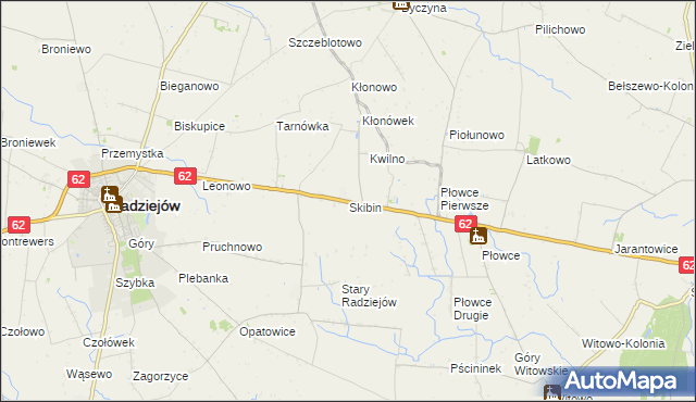 mapa Skibin gmina Radziejów, Skibin gmina Radziejów na mapie Targeo