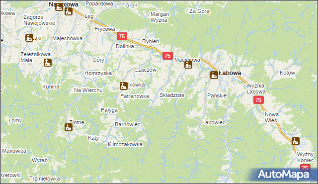 mapa Składziste, Składziste na mapie Targeo