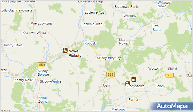 mapa Skłody-Przyrusy, Skłody-Przyrusy na mapie Targeo