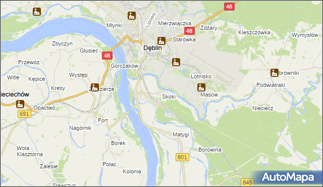 mapa Skoki gmina Puławy, Skoki gmina Puławy na mapie Targeo