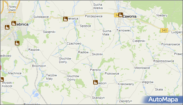 mapa Skotniki gmina Zawonia, Skotniki gmina Zawonia na mapie Targeo