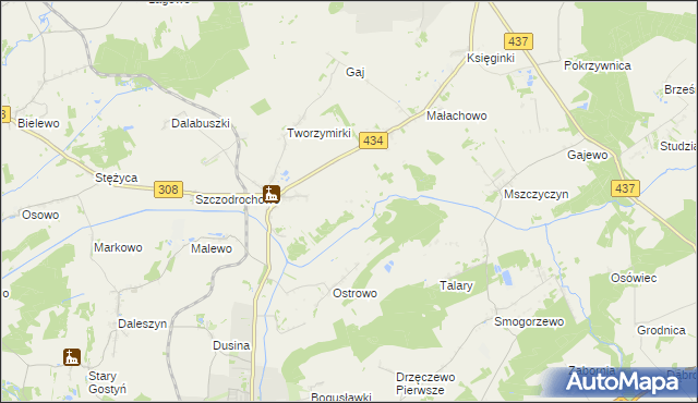 mapa Skowronki gmina Gostyń, Skowronki gmina Gostyń na mapie Targeo