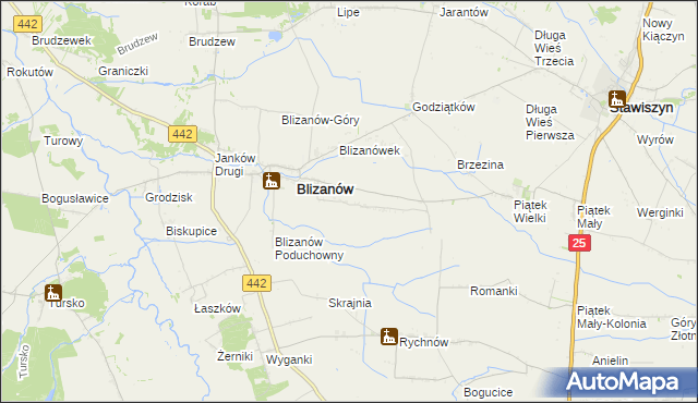 mapa Skrajnia Blizanowska, Skrajnia Blizanowska na mapie Targeo