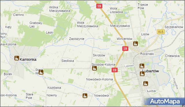 mapa Skrobów, Skrobów na mapie Targeo