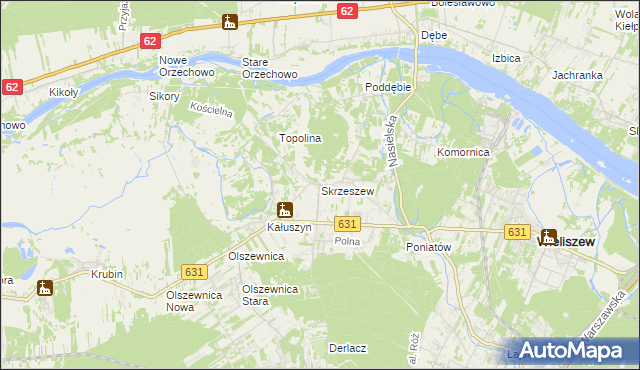 mapa Skrzeszew gmina Wieliszew, Skrzeszew gmina Wieliszew na mapie Targeo