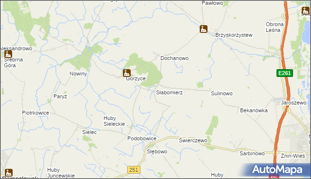 mapa Słabomierz gmina Żnin, Słabomierz gmina Żnin na mapie Targeo