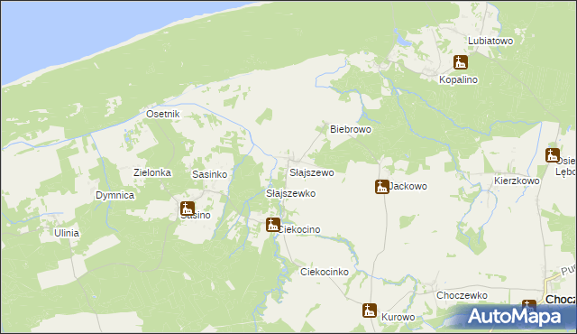 mapa Słajszewo, Słajszewo na mapie Targeo