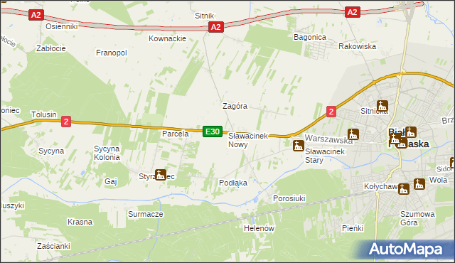 mapa Sławacinek Nowy, Sławacinek Nowy na mapie Targeo