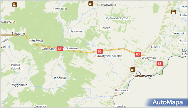 mapa Sławatycze-Kolonia, Sławatycze-Kolonia na mapie Targeo