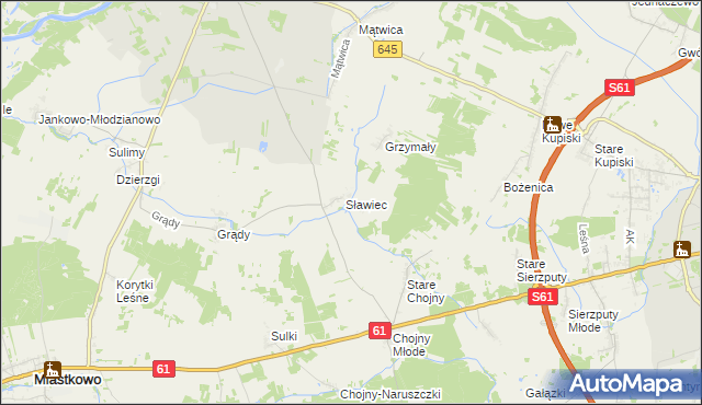 mapa Sławiec Dworski, Sławiec Dworski na mapie Targeo