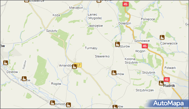 mapa Sławienko gmina Rudnik, Sławienko gmina Rudnik na mapie Targeo