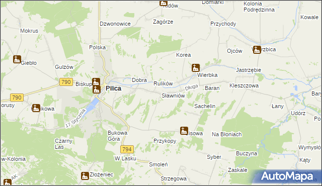 mapa Sławniów, Sławniów na mapie Targeo