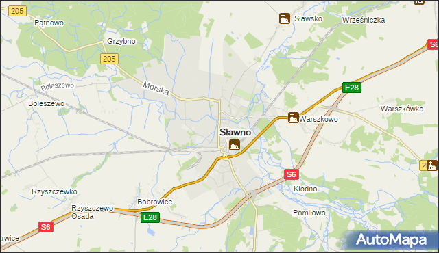 mapa Sławno, Sławno na mapie Targeo