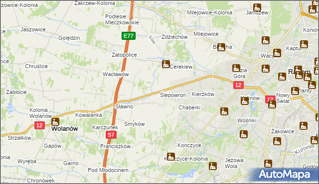 mapa Ślepowron, Ślepowron na mapie Targeo