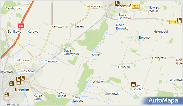 mapa Słonin, Słonin na mapie Targeo