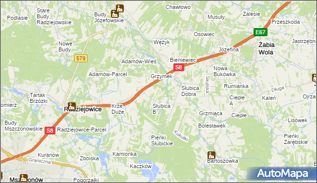 mapa Słubica A, Słubica A na mapie Targeo