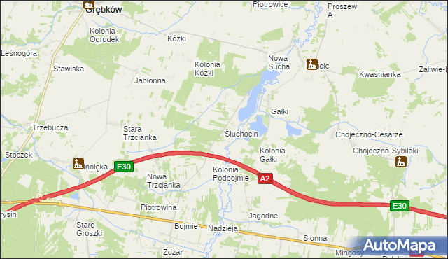 mapa Słuchocin, Słuchocin na mapie Targeo