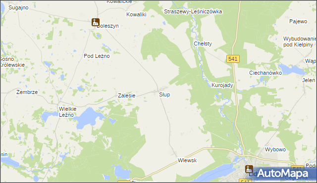 mapa Słup gmina Lidzbark, Słup gmina Lidzbark na mapie Targeo