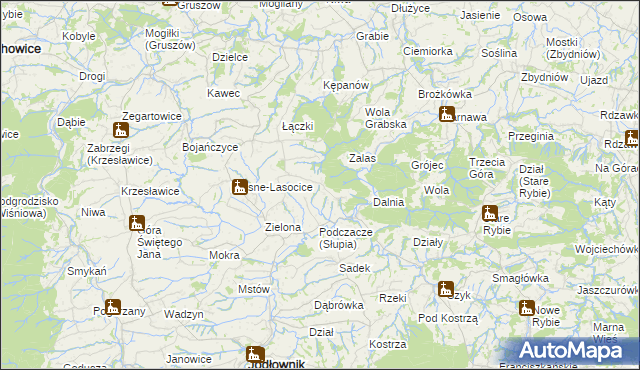 mapa Słupia gmina Jodłownik, Słupia gmina Jodłownik na mapie Targeo