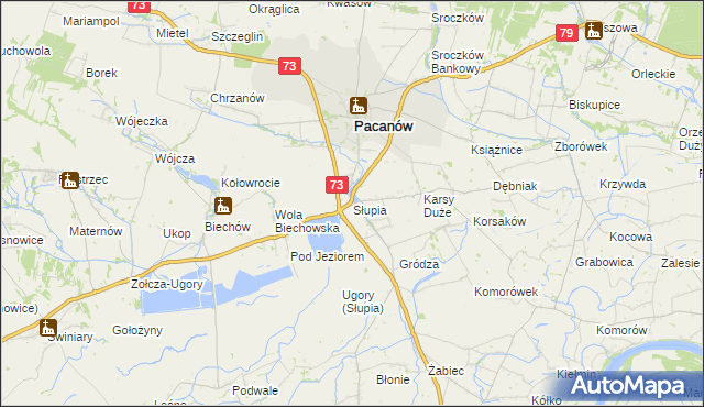 mapa Słupia gmina Pacanów, Słupia gmina Pacanów na mapie Targeo