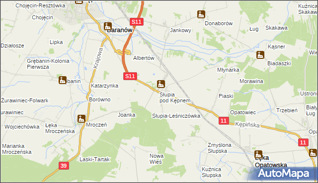 mapa Słupia pod Kępnem, Słupia pod Kępnem na mapie Targeo