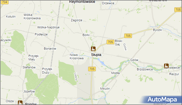 mapa Słupia powiat skierniewicki, Słupia powiat skierniewicki na mapie Targeo