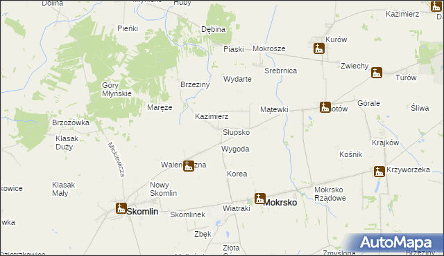 mapa Słupsko gmina Mokrsko, Słupsko gmina Mokrsko na mapie Targeo
